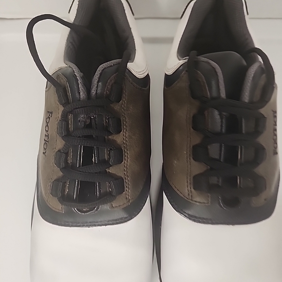 FootJoy GreenJoy Mens Soft Spikes Golf Shoes 45516 White Brown Leather Size 12 - Picture 9 of 11